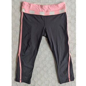 Lululemon Women's Up the Pace Crop Black Stripe Bleached Coral Leggings Size 6